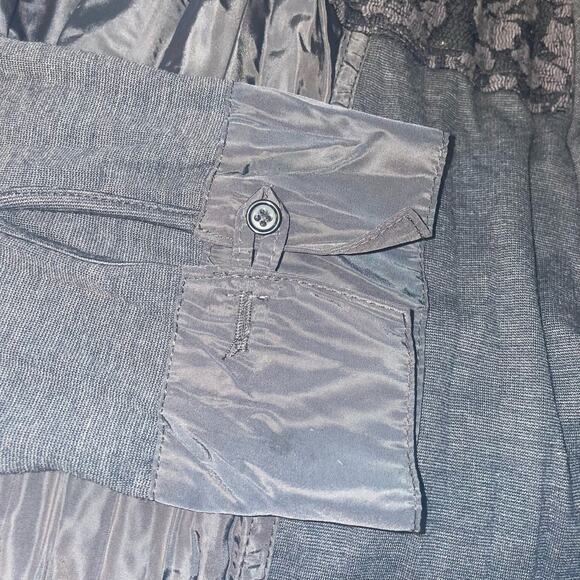 Bonita Women's Button Front Crinkle Jacket l Beaded Lace Accent Black Size 46 L - Picture 11 of 14